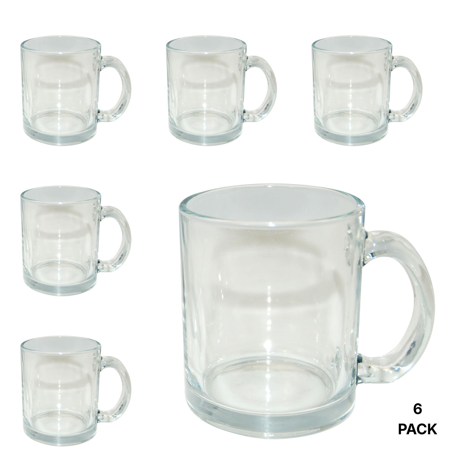 Craft Express 6 Pack 11oz Clear Glass Mug for Sublimation & Custom Gifts