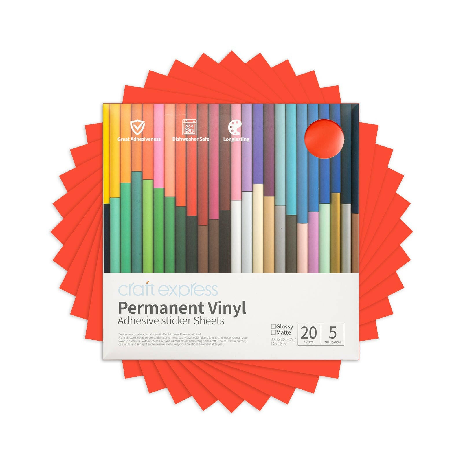 12x12 Inch Permanent Adhesive Vinyl Sheets - 10 Pack.