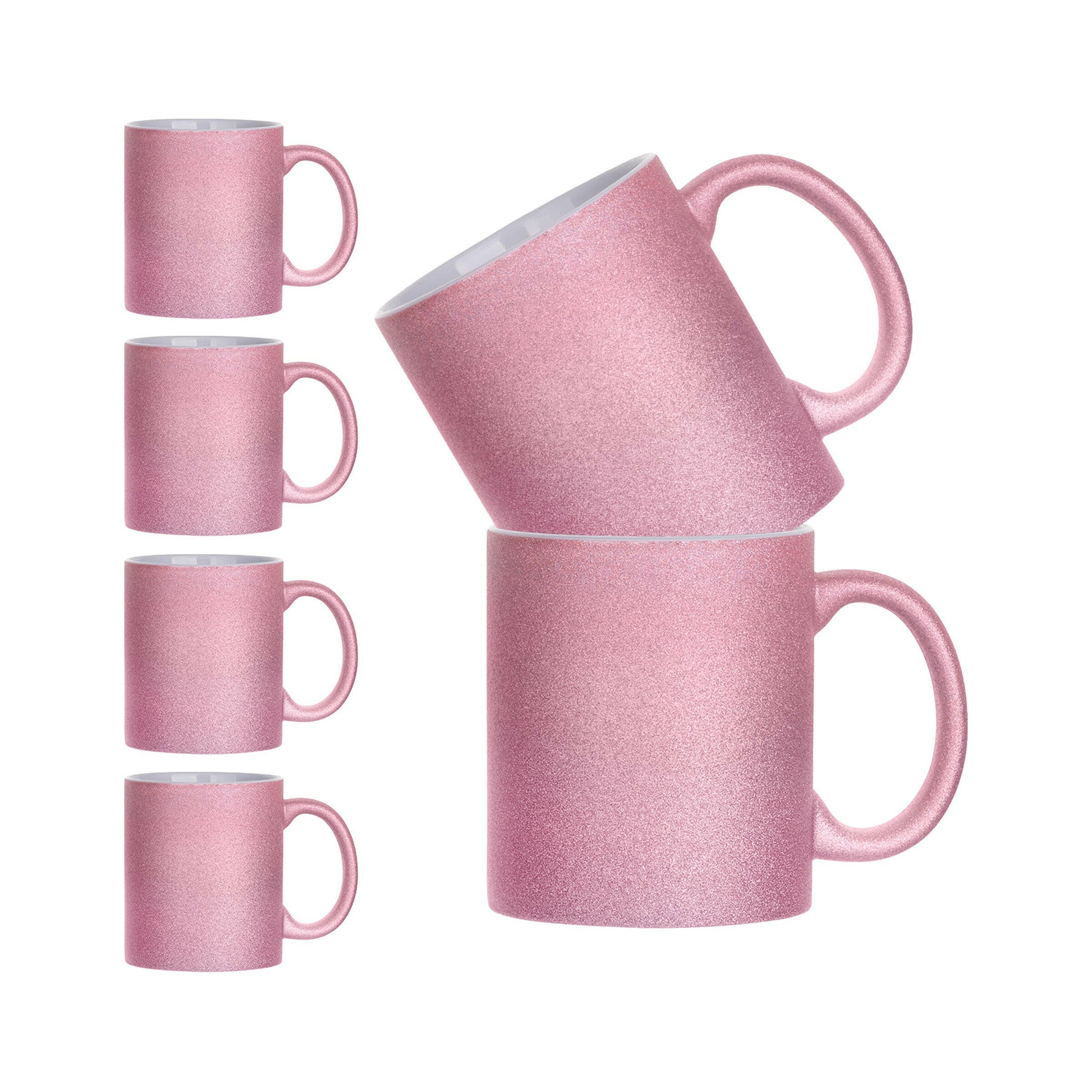 11oz Glitter Ceramic Sublimation Mugs - 6 Pack.