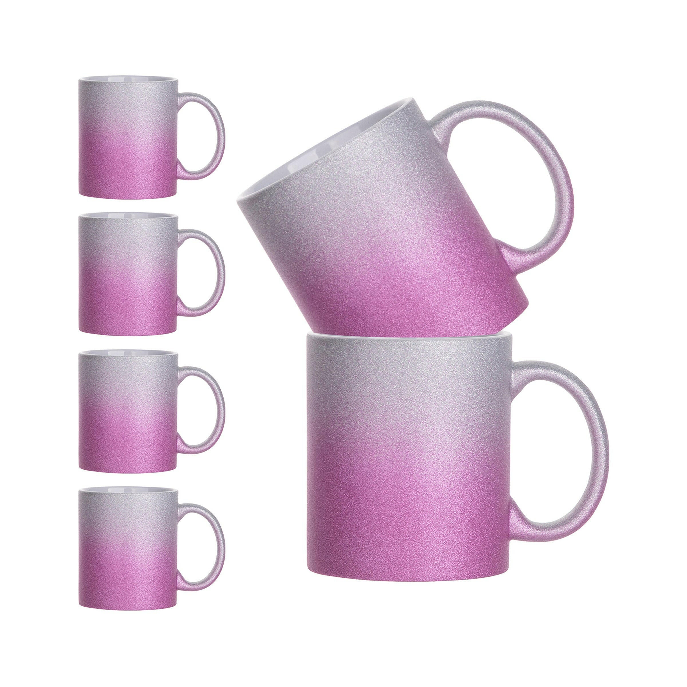 11oz Glitter Ceramic Sublimation Mugs - 6 Pack.