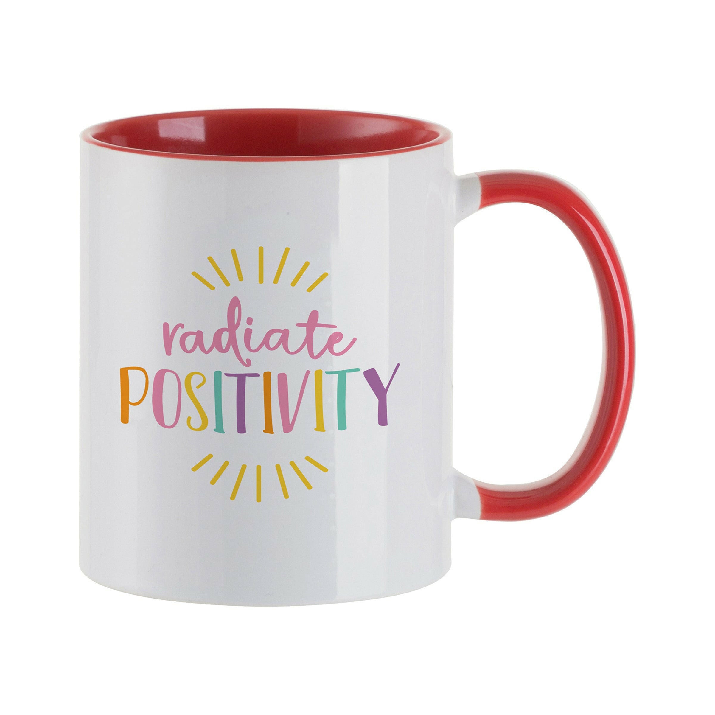 Decorated red handled sublimated 11oz mug