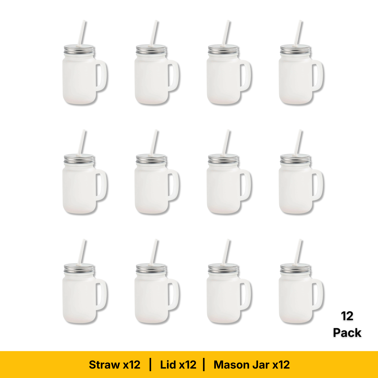 Craft Express 12oz Frosted Mason Jars with Straws