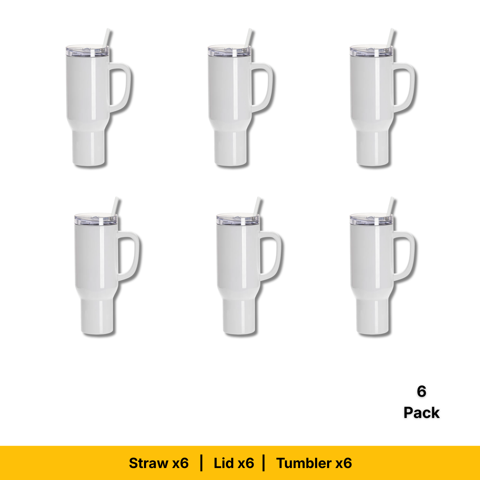 Craft Express 40oz White Travel Tumbler with Lid, Straw & Handle, Sublimation Ready