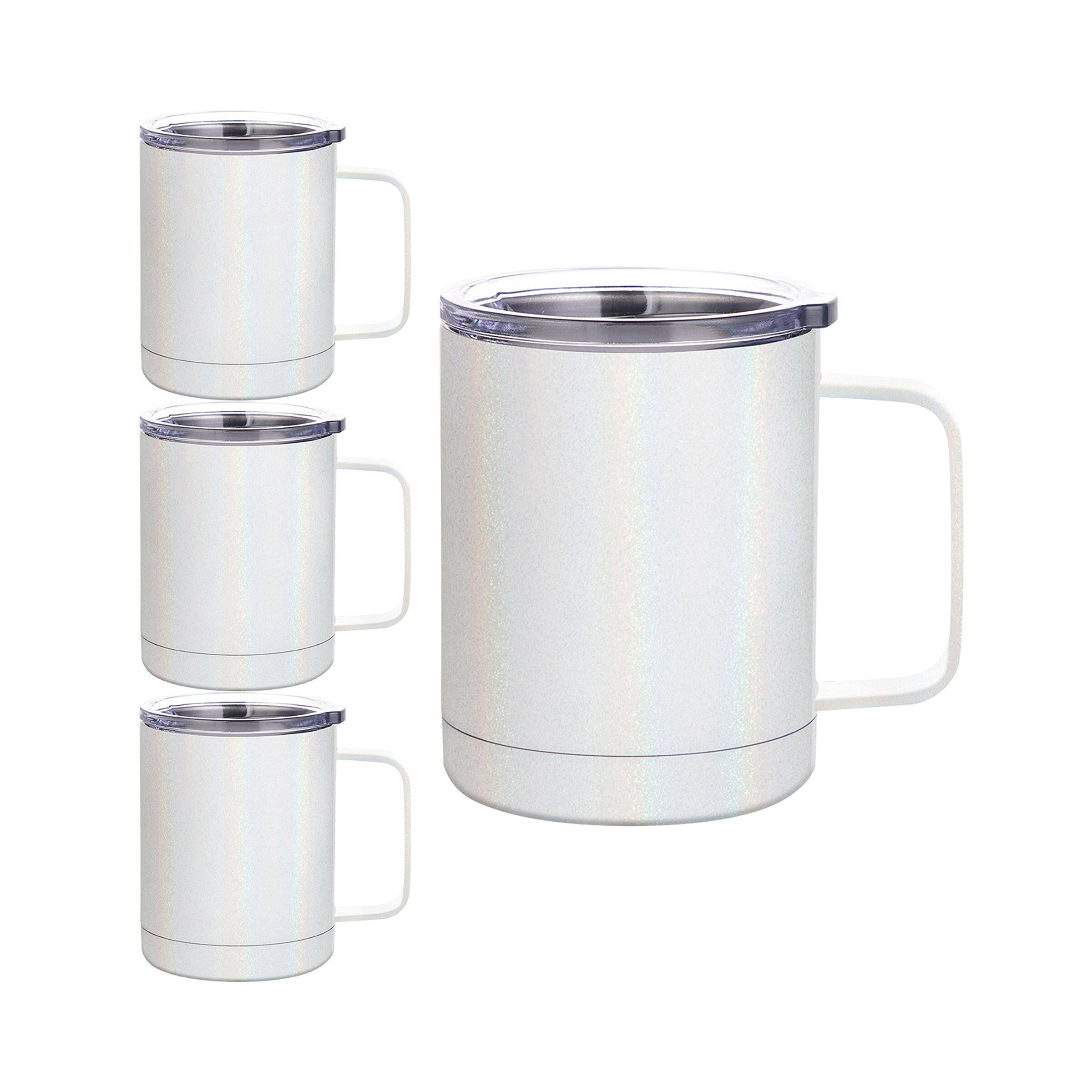 12oz Stainless Steel Sublimation Lidded Mugs - 4 Pack.