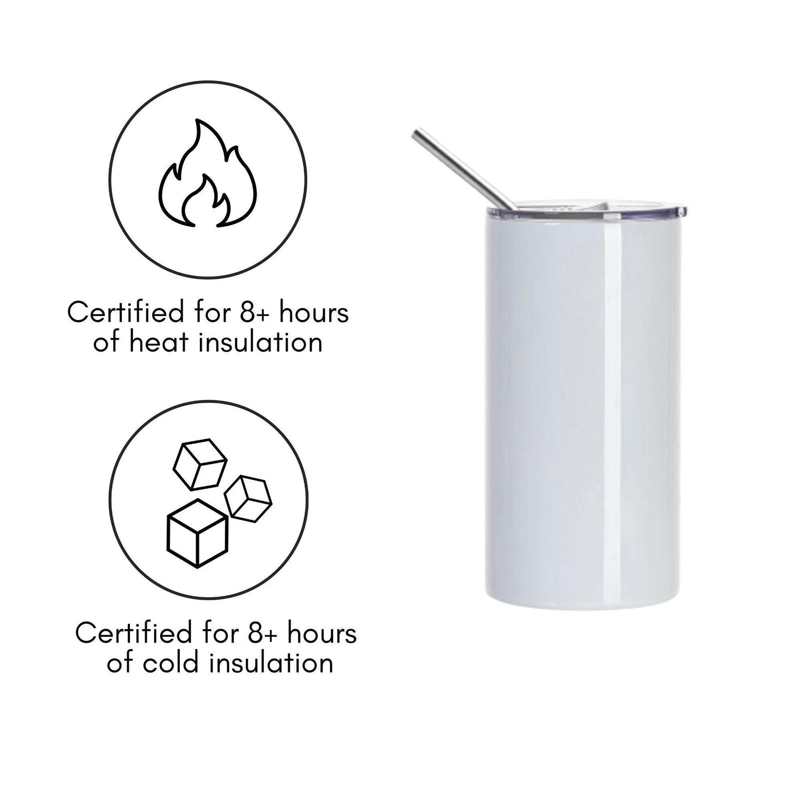 Craft Express 4 Pack 16oz Stainless Steel Skinny Sublimation Tumblers with Lids and Straws - Craft Express