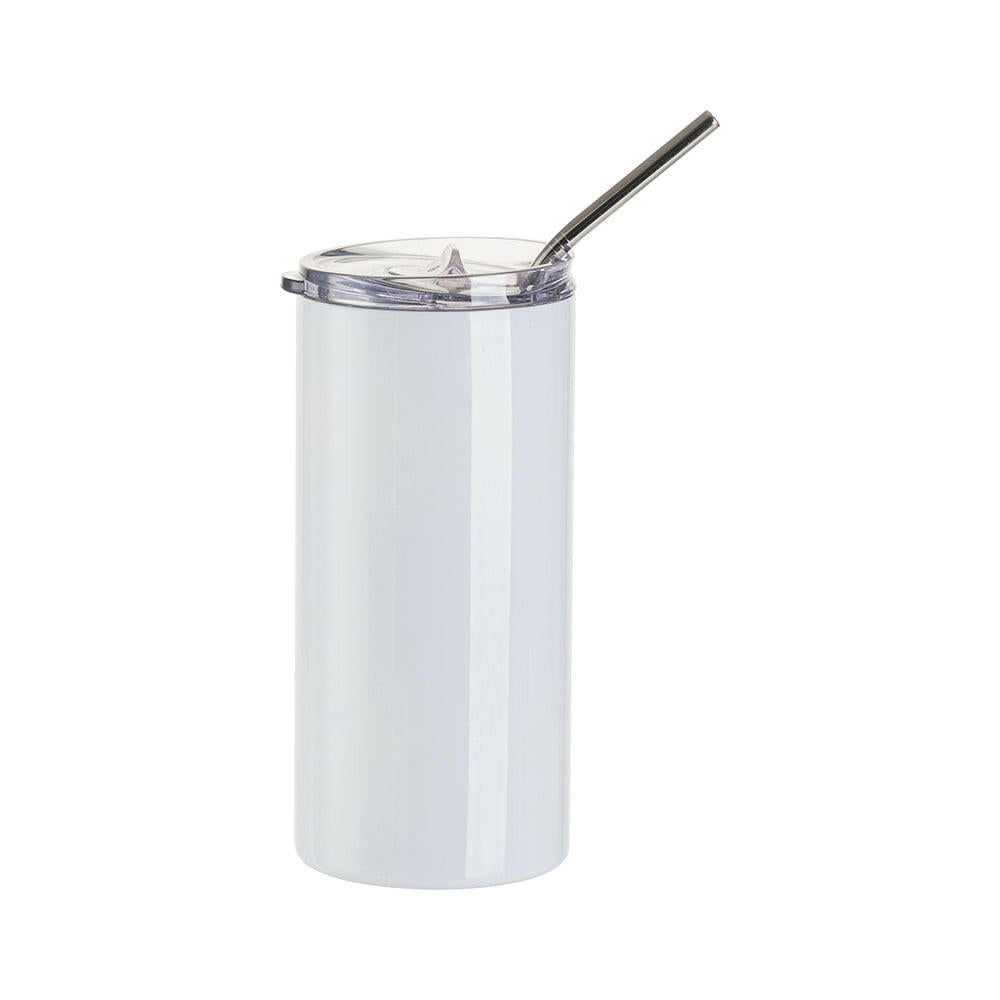 Craft Express 4 Pack 16oz Stainless Steel Skinny Sublimation Tumblers with Lids and Straws - Craft Express