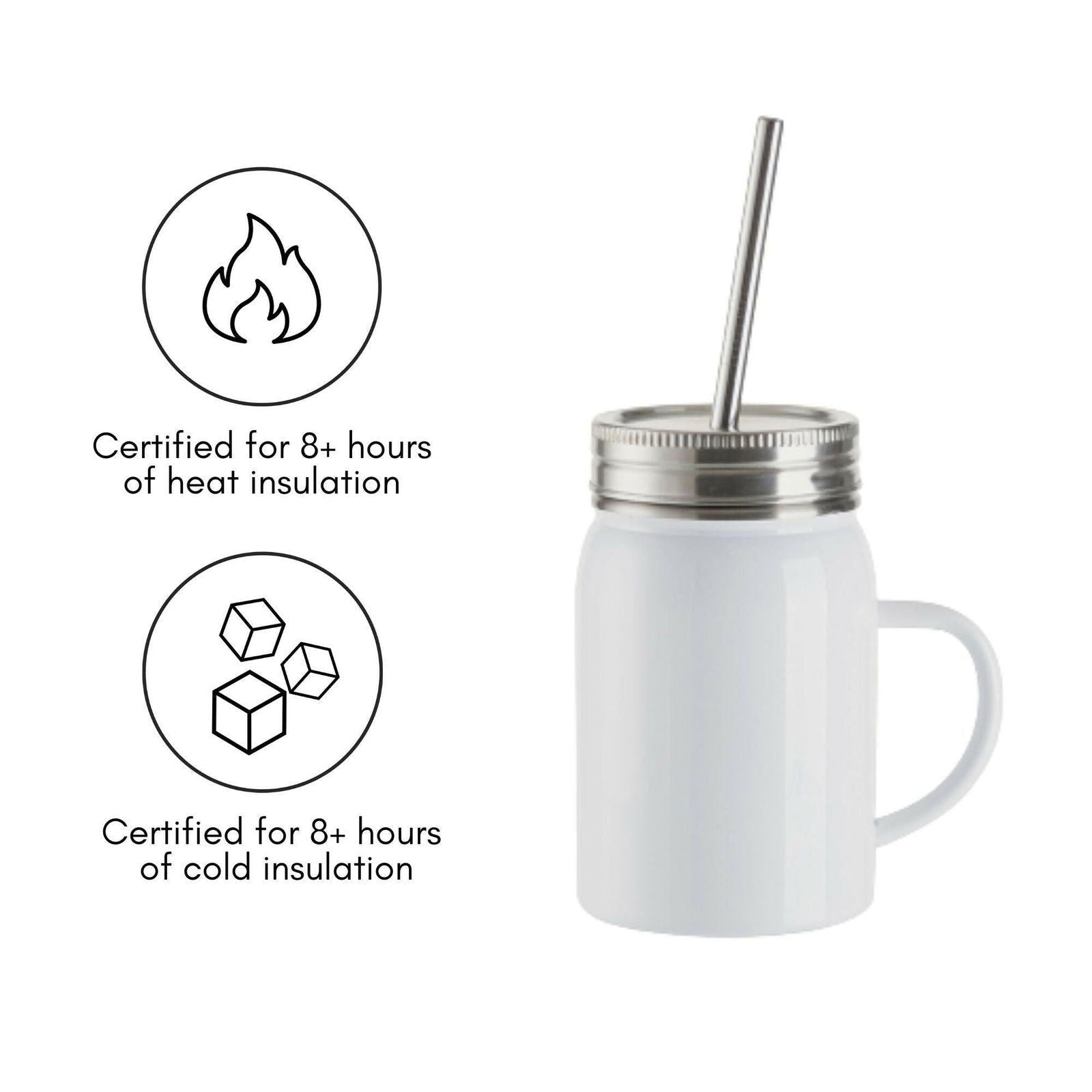Craft Express 4 Pack 17oz Stainless Steel Handled Mason Jars with Straws - Craft Express