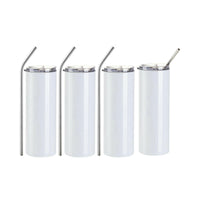 Craft Express 4 Pack 20oz Stainless Steel Skinny Sublimation Tumblers.