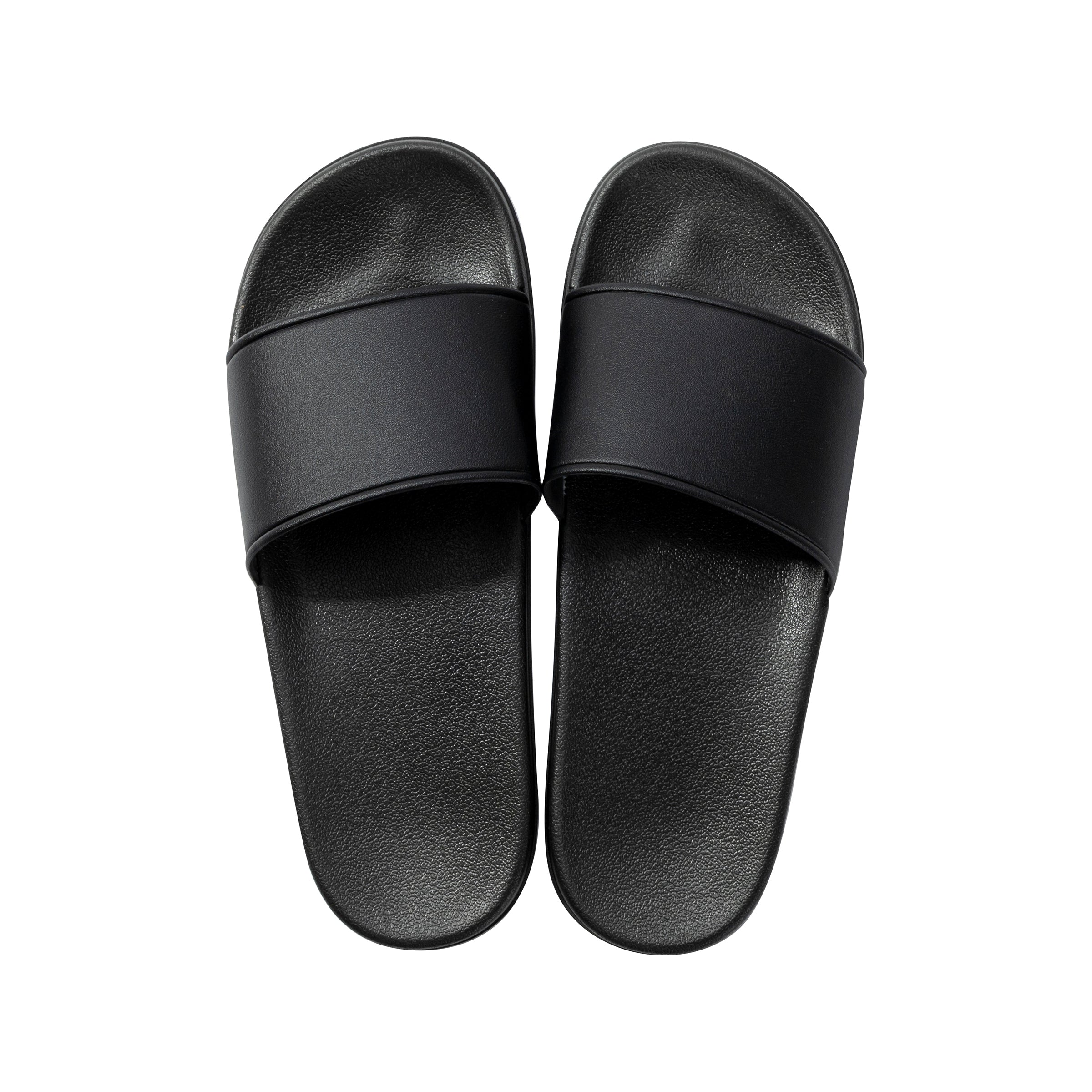 Black Leather DTF Sliders - Adult