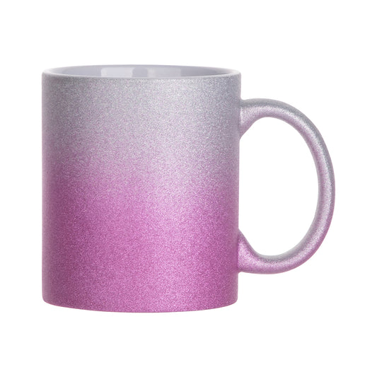 Craft Express 6 Pack 11oz Silver Pink Ombre Glitter Sublimation Mugs