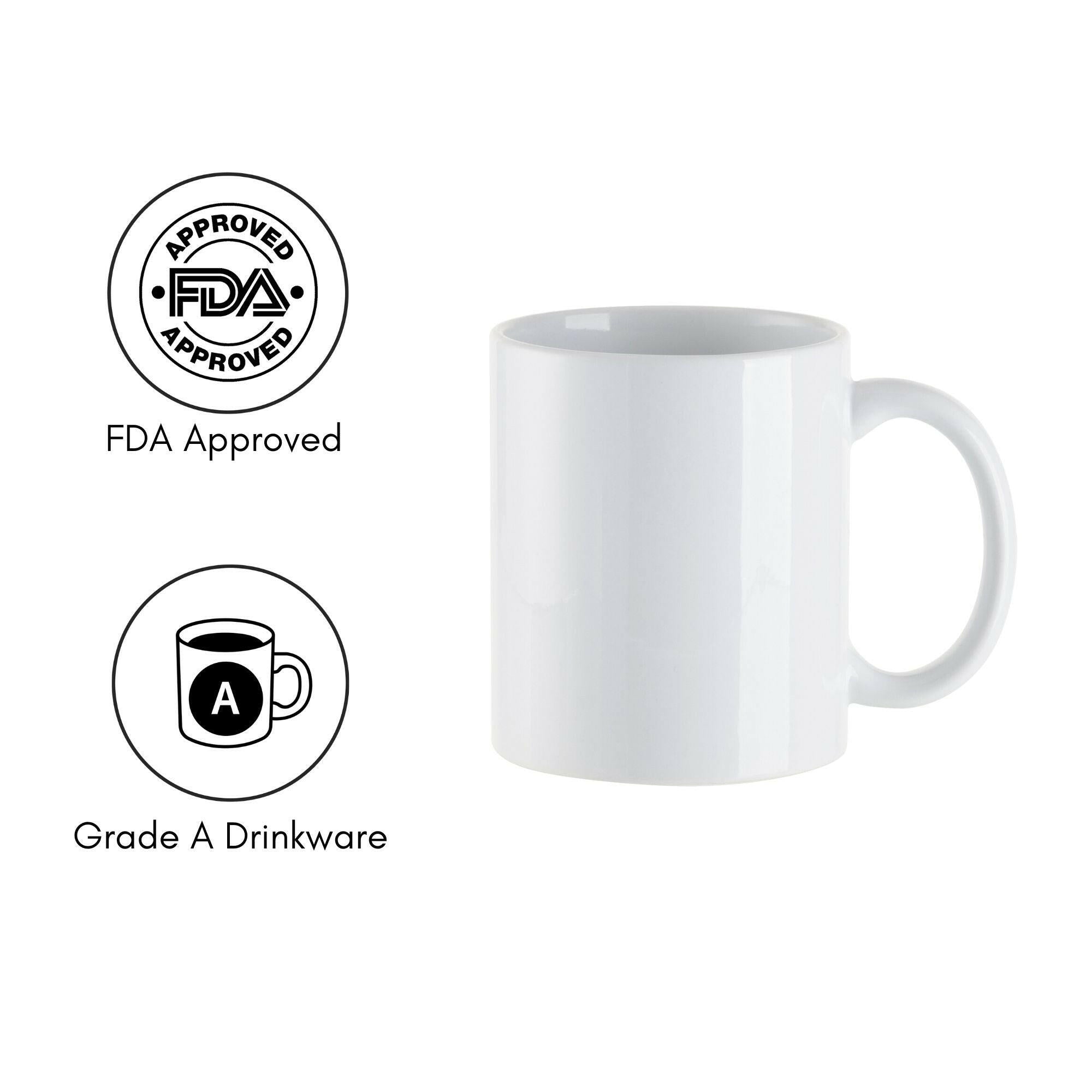 Sublimation coffee mug with compatibility icons