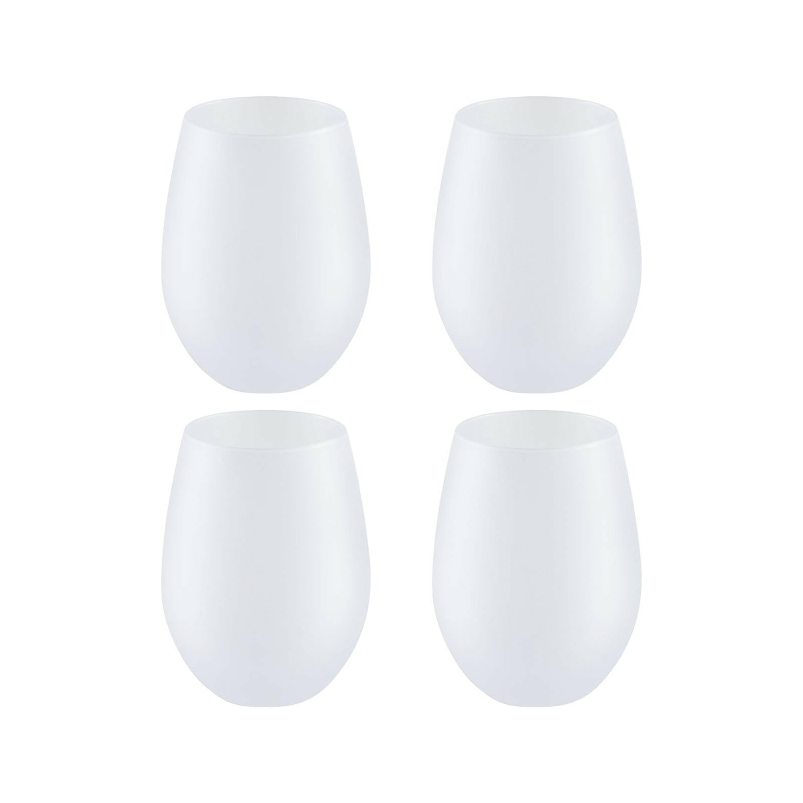 17oz Sublimation Frosted Stemless Wine Glasses - 4 Pack.