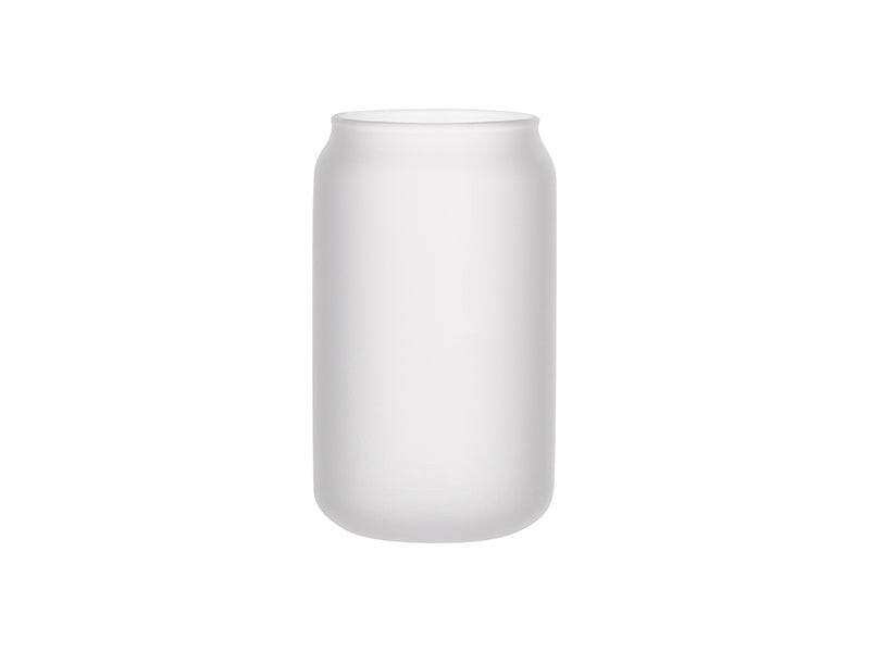 13oz Sublimation Frosted Glass Cans With Bamboo Lid and Glass Straws - 6 Pack.
