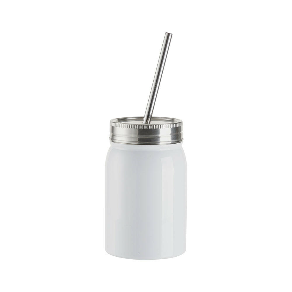 17oz Stainless Steel Sublimation Mason Jars with Straws - 4 Pack.