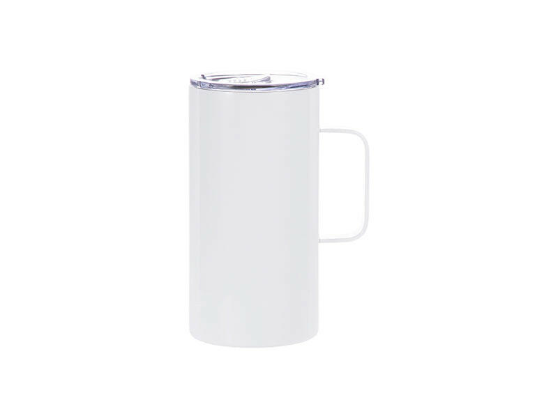 20oz Stainless Steel Sublimation Handled Mugs with Slide Lid - 4 Pack.