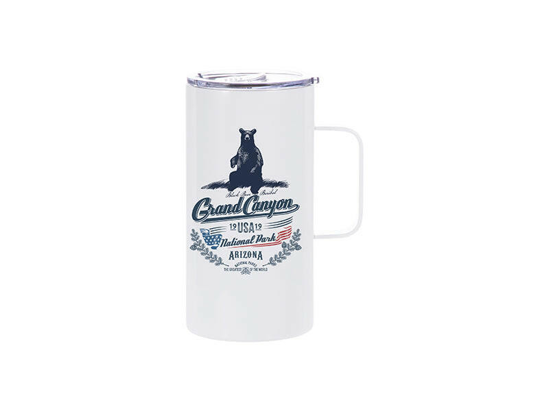 20oz Stainless Steel Sublimation Handled Mugs with Slide Lid - 4 Pack.