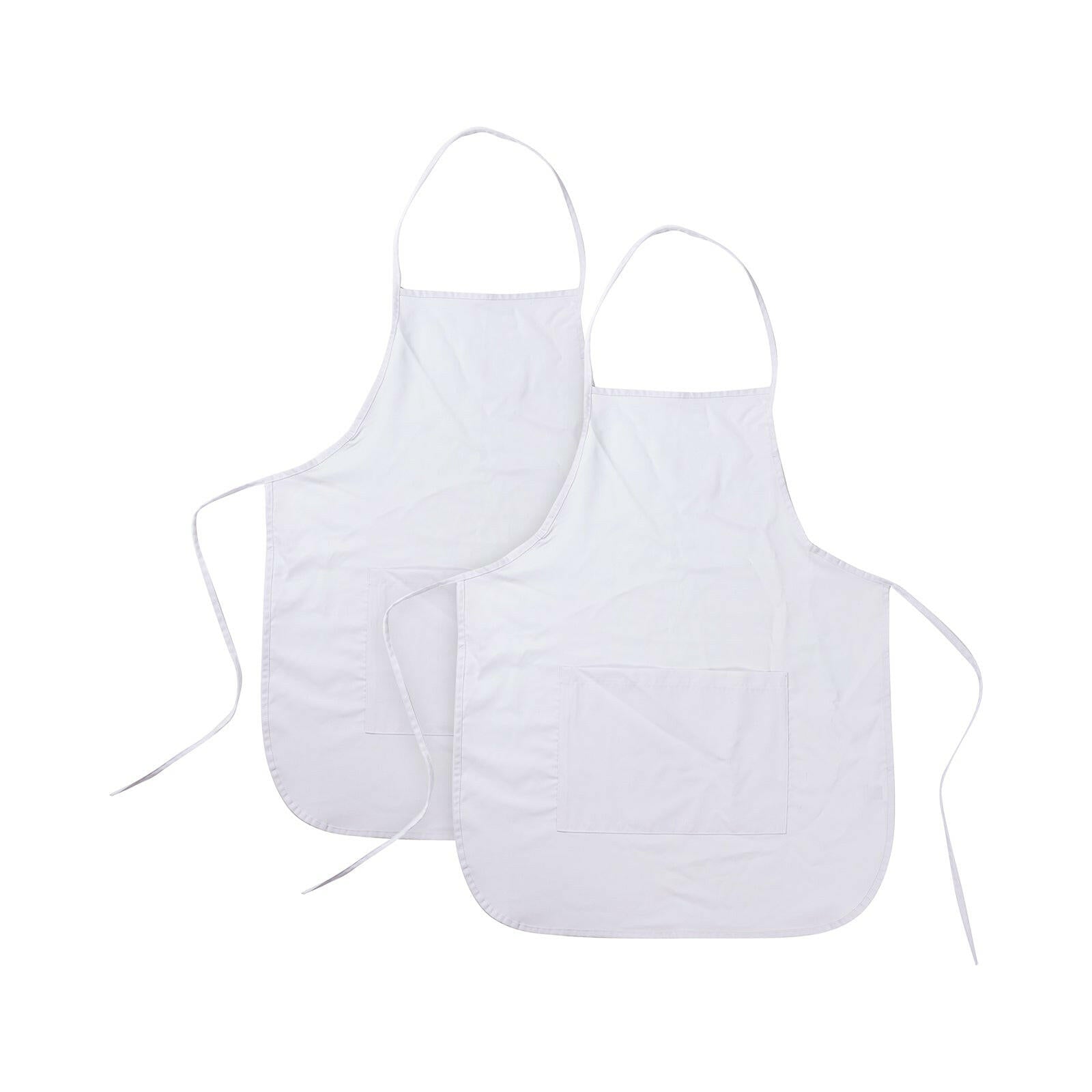 Craft Express 2 Pack White Adult Aprons With Pocket.