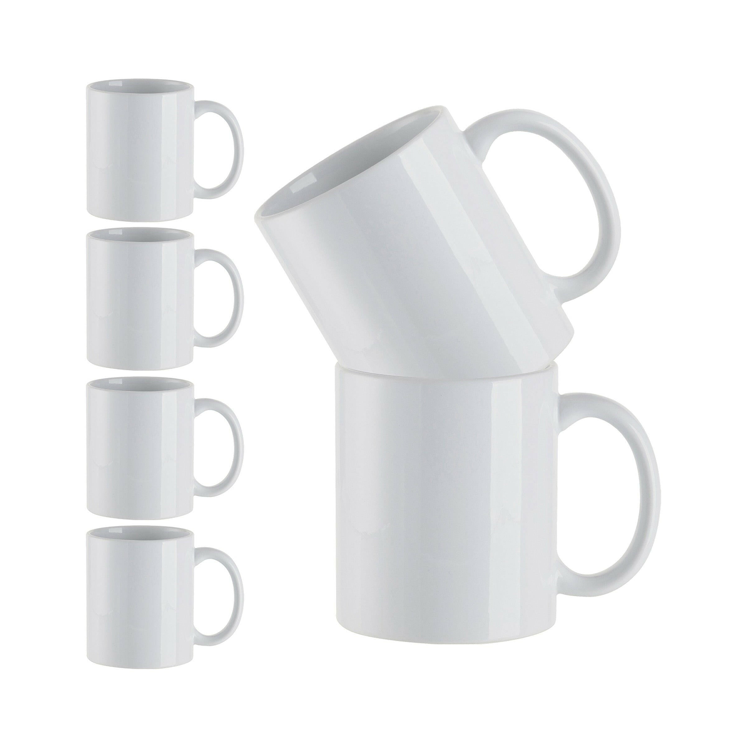 6 white sublimation coffee mugs