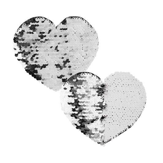 Craft Express 2 Pack Flip Sequin Silver Sublimation Adhesive Heart