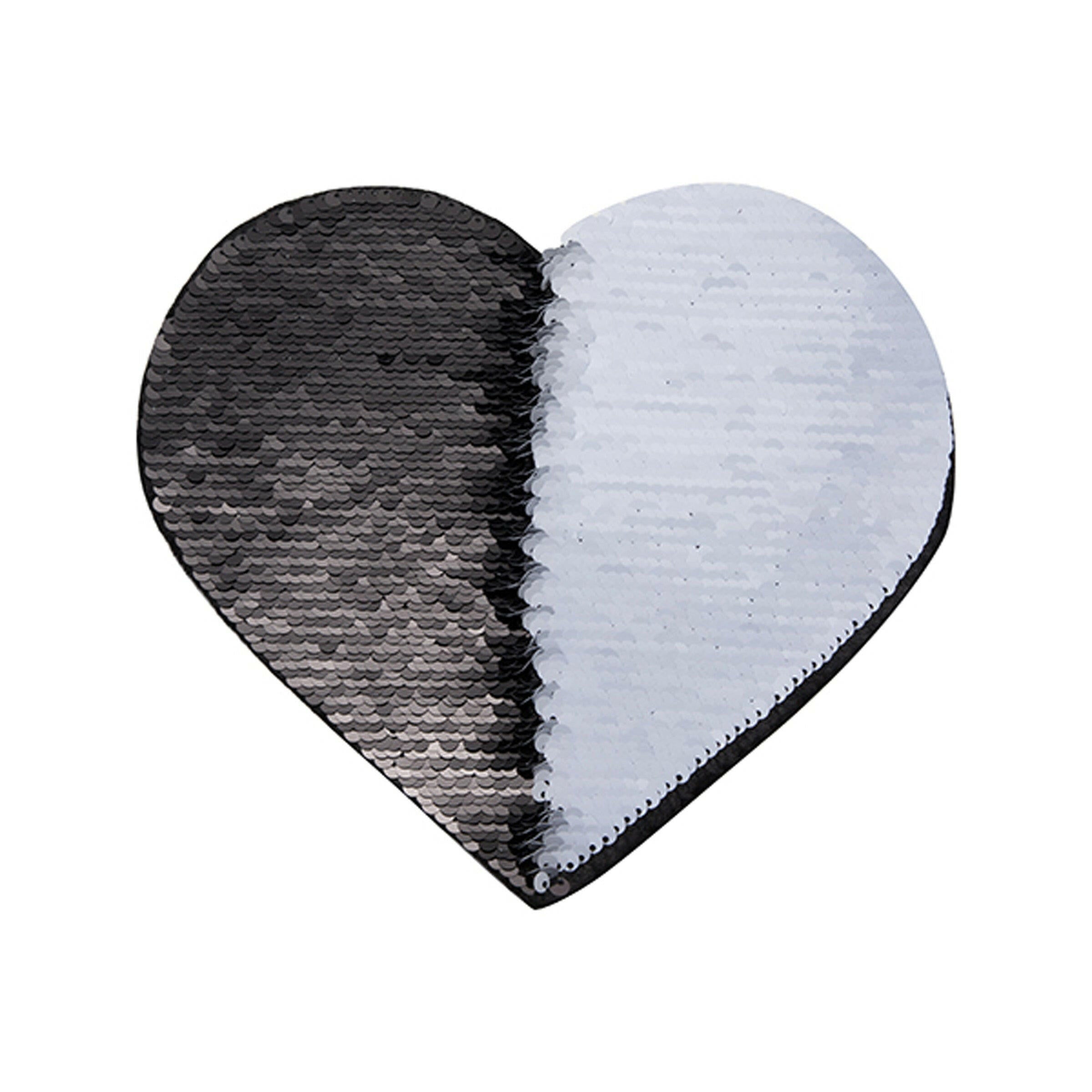 Black Heart Sequin Sublimation Patches - 2 Pack.
