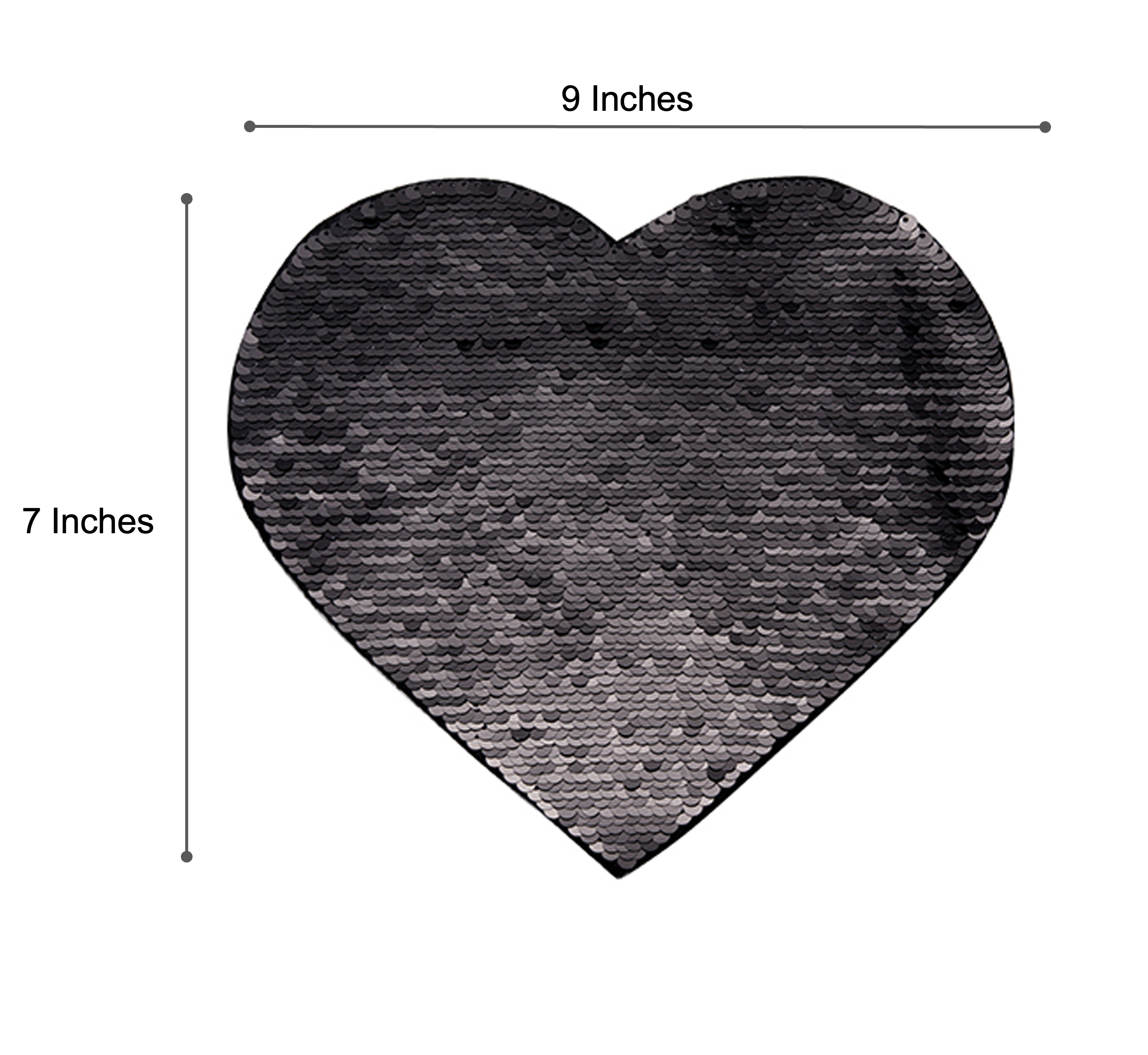 Black Heart Sequin Sublimation Patches - 2 Pack.
