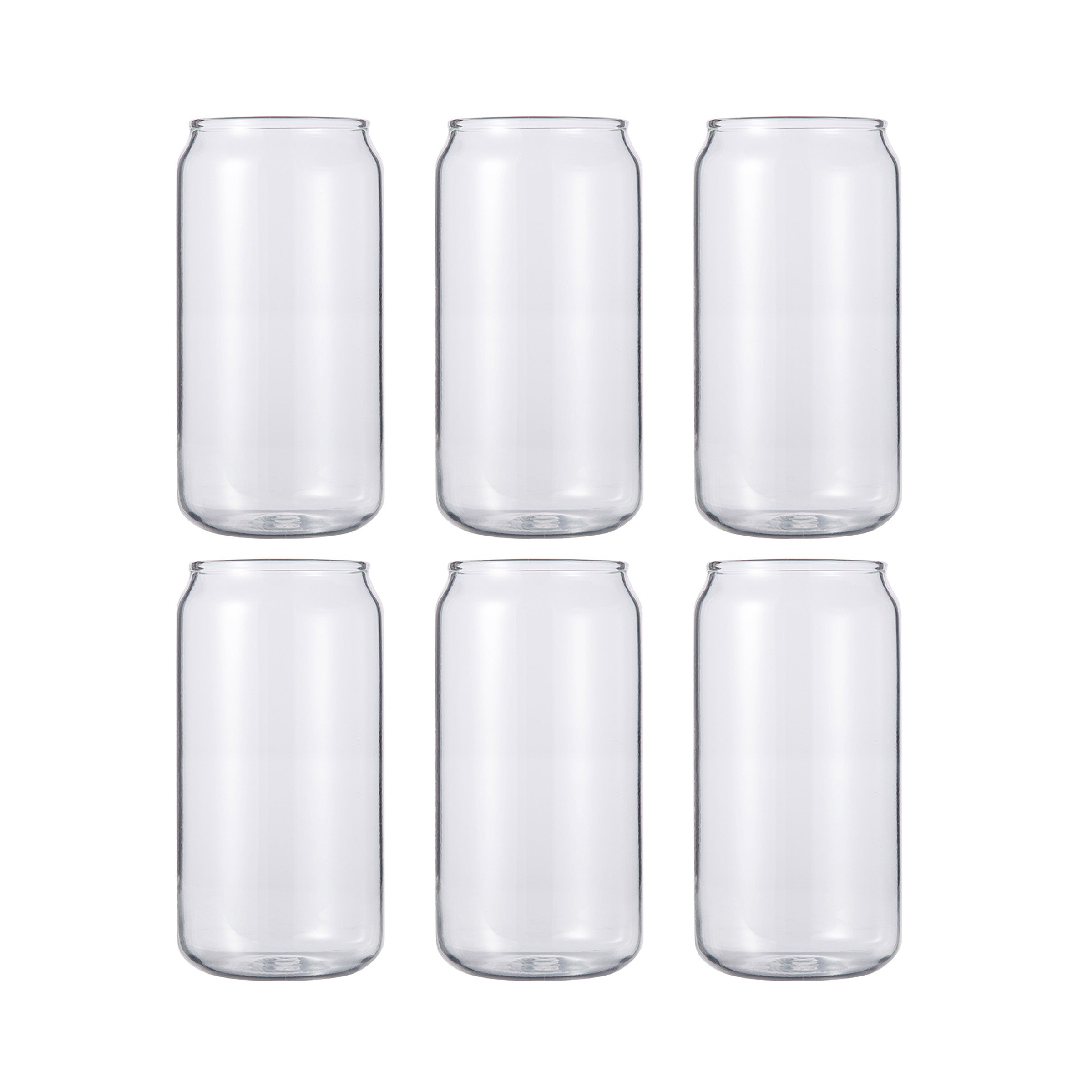 13oz Sublimation Frosted Glass Cans With Bamboo Lid and Glass Straws - 6 Pack.