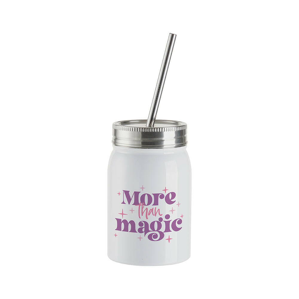 17oz Stainless Steel Sublimation Mason Jars with Straws - 4 Pack.