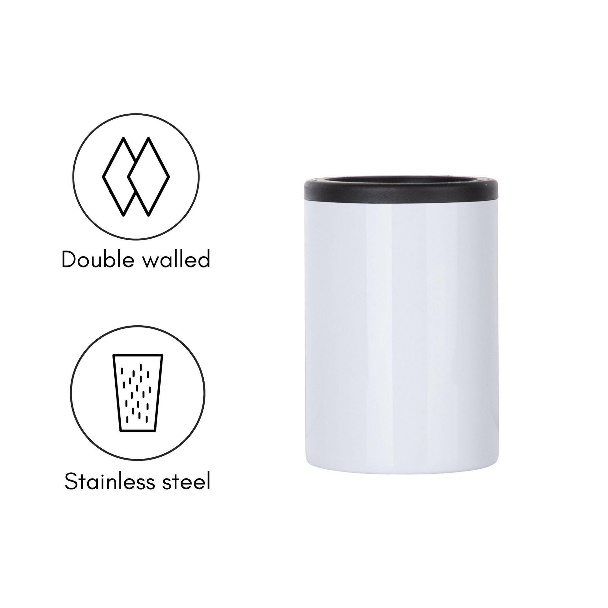 White Stainless Steel Sublimation Skinny Can Cooler - 12oz.