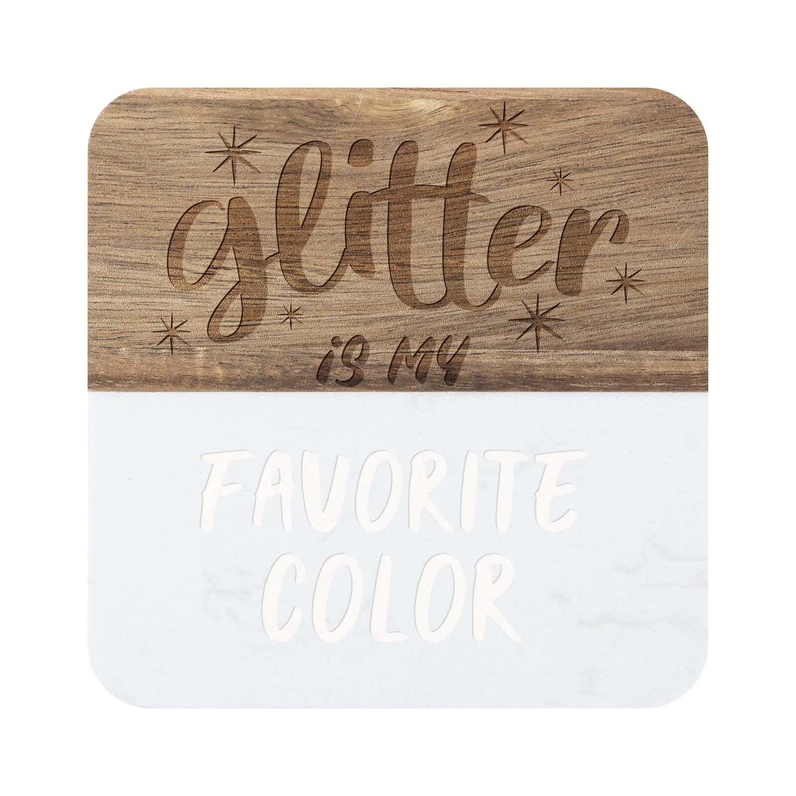 Engravable Square Marble Wood Coasters - 4 Pack.