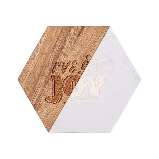 Craft Express 4 Pack Engravable Hexagonal Marble Wood Coasters