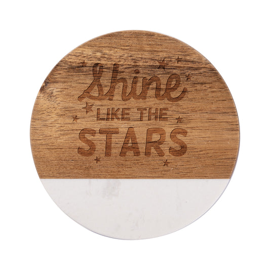 Craft Express 4 Pack Engravable Round Marble Wood Coasters