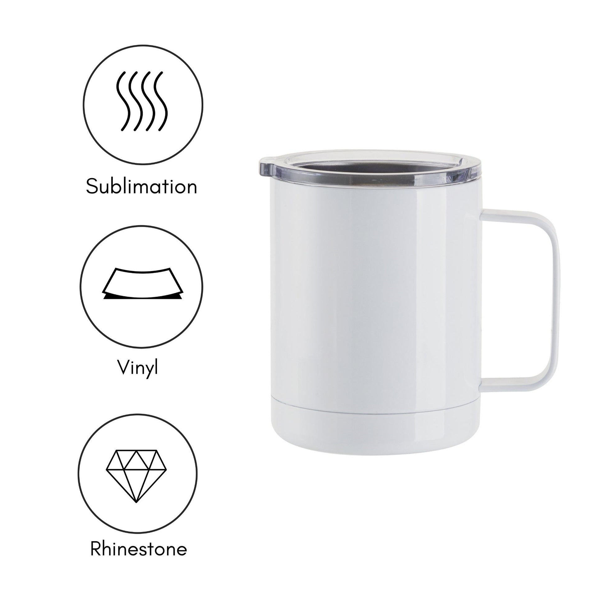 Sublimation Coffee to Go Mugs White with Metal Straw and Flip Lid 17 oz 4 Pack