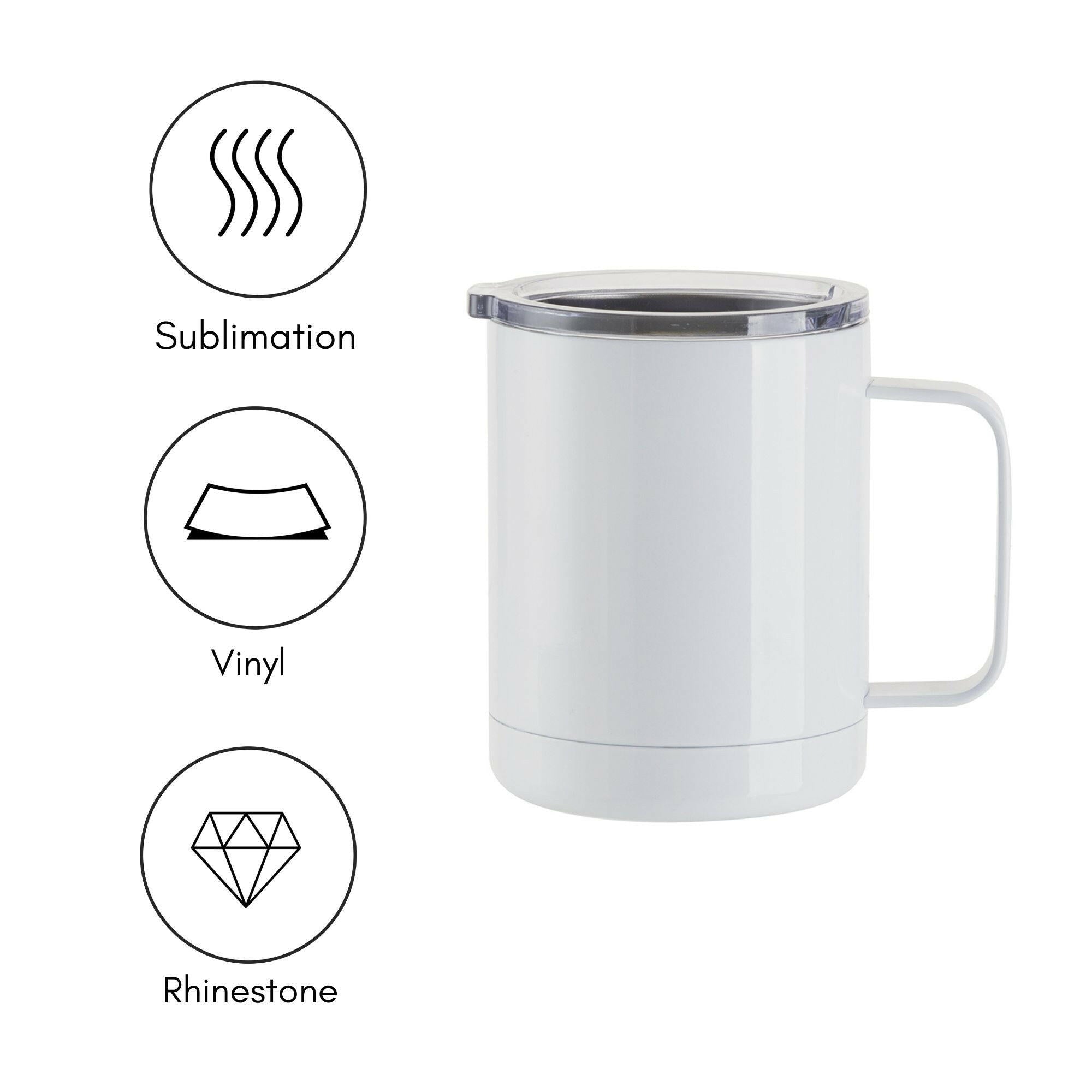 12oz Stainless Steel Sublimation Lidded Mugs - 4 Pack.