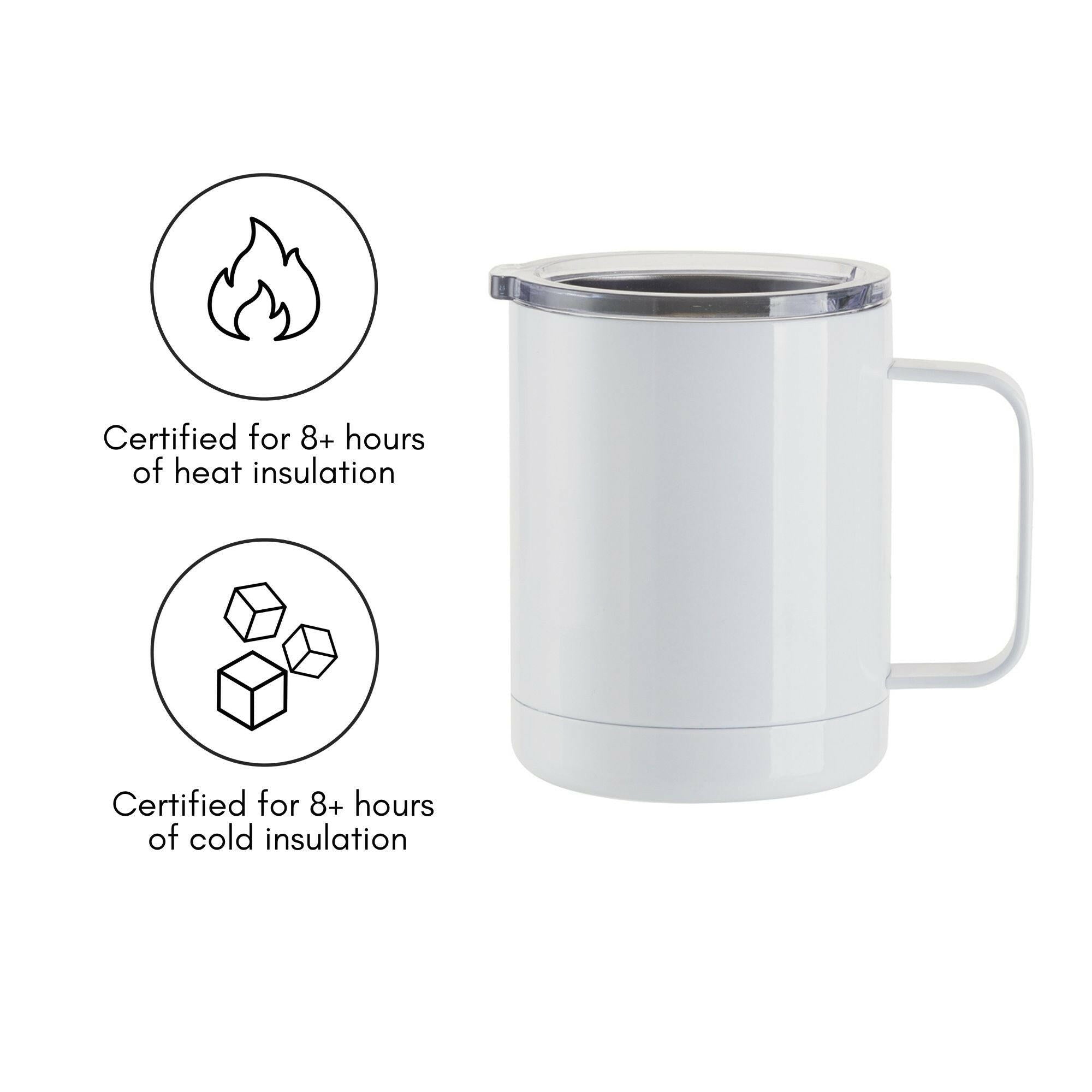 12oz Stainless Steel Sublimation Lidded Mugs - 4 Pack.