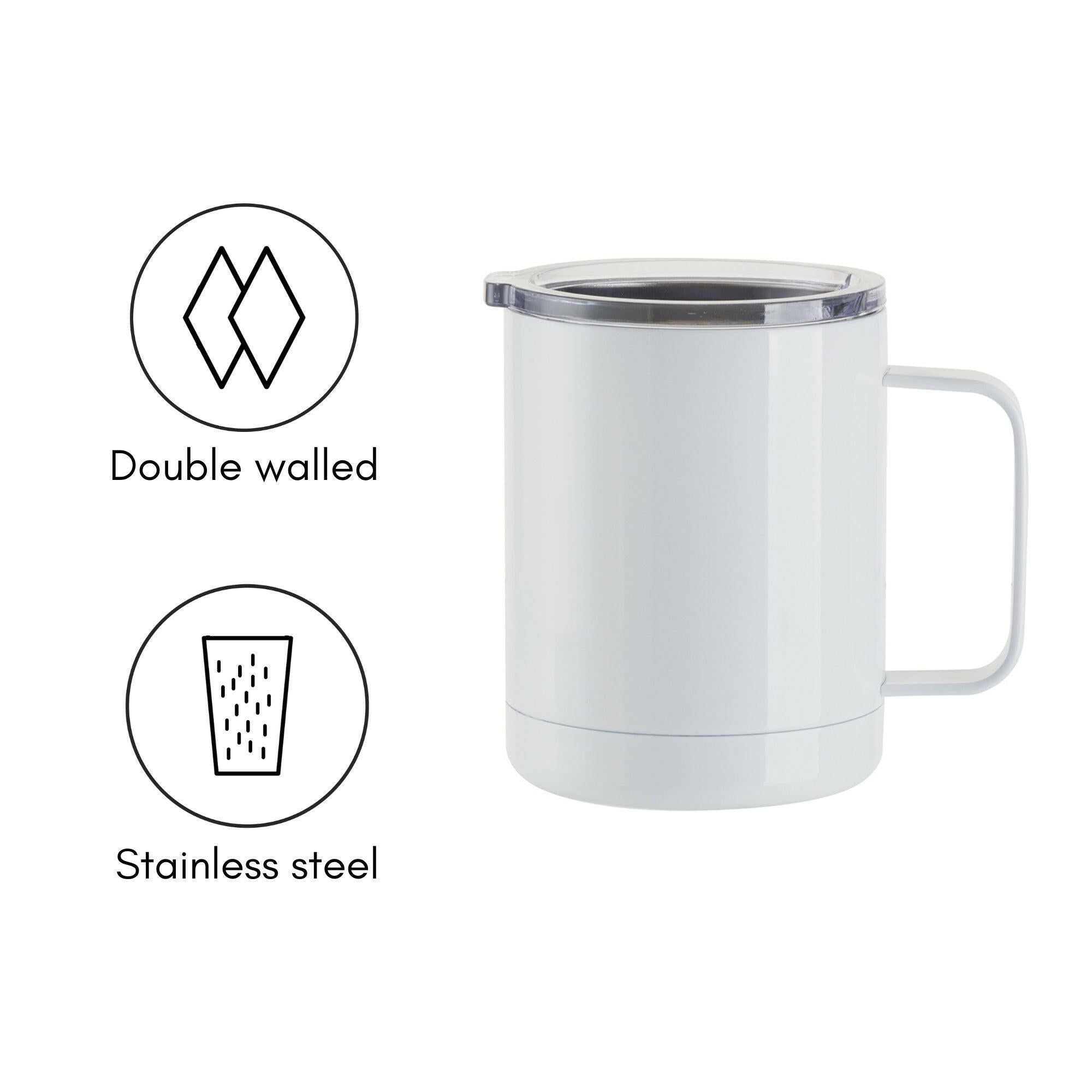 12oz Stainless Steel Sublimation Lidded Mugs - 4 Pack.