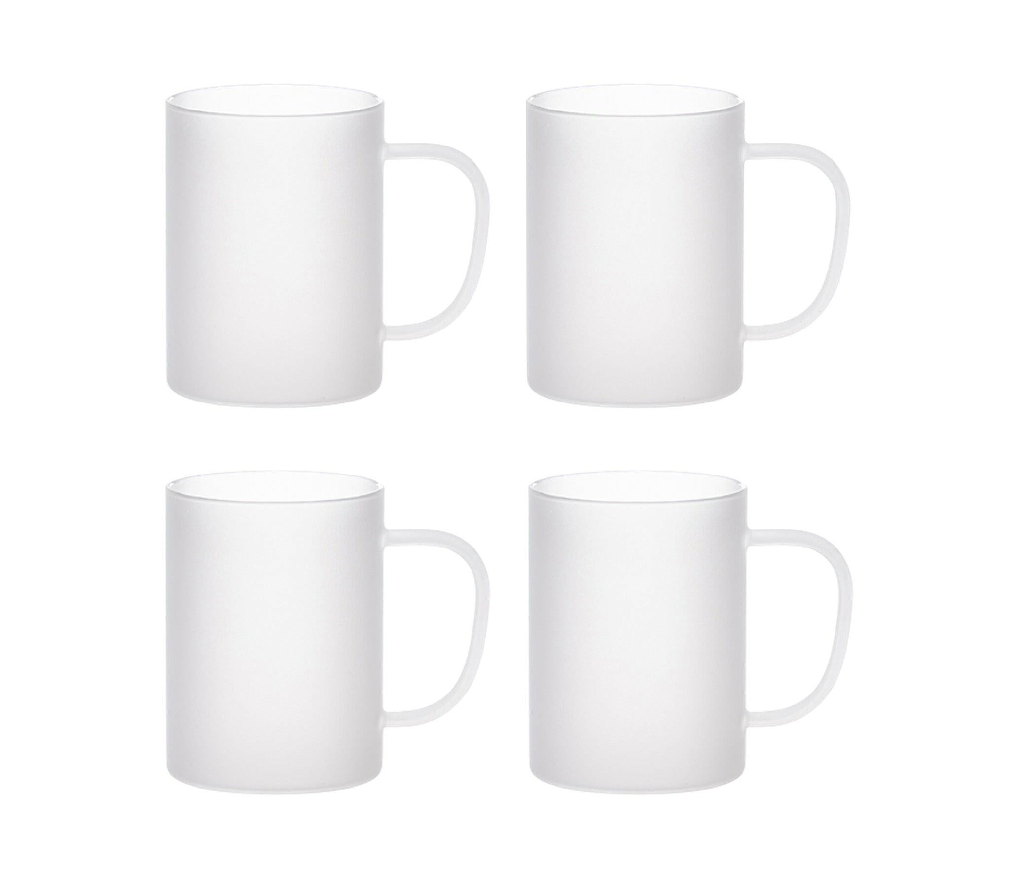 15oz Frosted Glass Sublimation Mugs - 4 Pack.